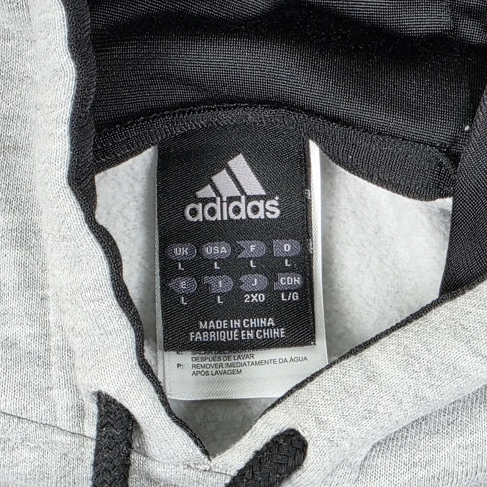 Adidas Hoodie Mens L Gray Pullover Fleece Sweatshirt Athletic Training Gym‎ 2011